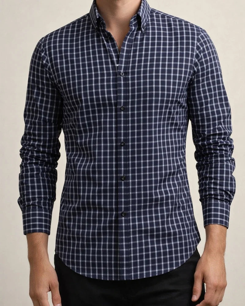 Printed Plaid Long-Sleeve Spread Collar Men's Shirt Casual Shirt | JRSEE:dd8293d3-1de4-4178-a562-710f1b5e7563
