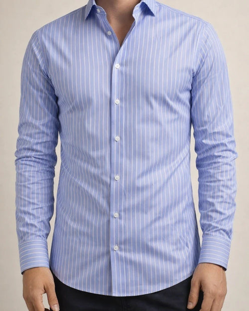 Printed Striped Long Sleeve Collared Men's Shirt | JRSEE:d45e35bd-6360-4f88-9adb-37751caec6fd