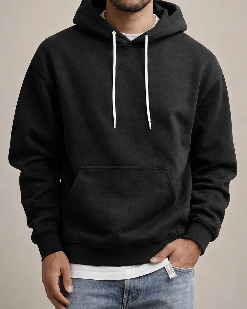 Pullover Long Sleeve Padded Drop Shoulder Sleeve Men's Hoodie Loose Casual Fleece Pocket Men's Hooded Sweatshirt | JRSEE:cff39987-3cb0-4193-8515-600ec05fb128