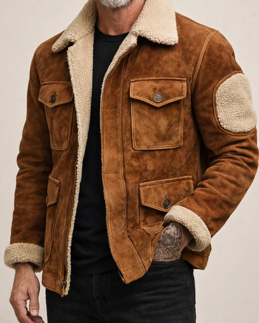 Season: Winter Fall and Winter Men's Coat Jacket Lambswool Lapel Jacket | JRSEE:538b24ea-ac84-457f-9d2c-df14678152ca