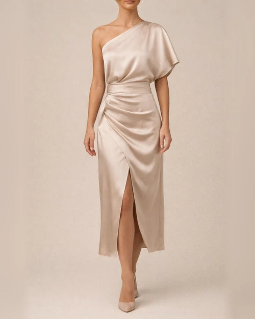 Sexy Unilateral Sleeve Irregular Skirt Dress Evening Dress Girl | JRSEE:fe9fdfc2-3337-4f5b-9f57-20dfc1b51d93