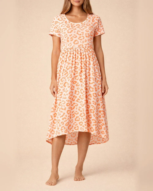 Short-sleeved Dress Summer New Leopard Print Round Neck Waist Short Skirt Female | JRSEE:3a28d1de-2bcd-4a06-b787-553bb3f98b7a