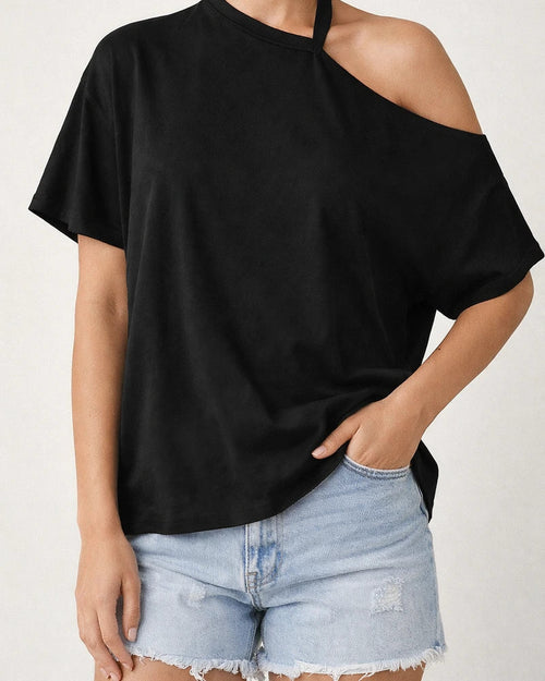Short-sleeved Spring and Summer New T-shirt Strapless Tops Women's Solid Color S-2XL | JRSEE:aa54848a-905e-4d2d-a08d-a58ceac7fd98