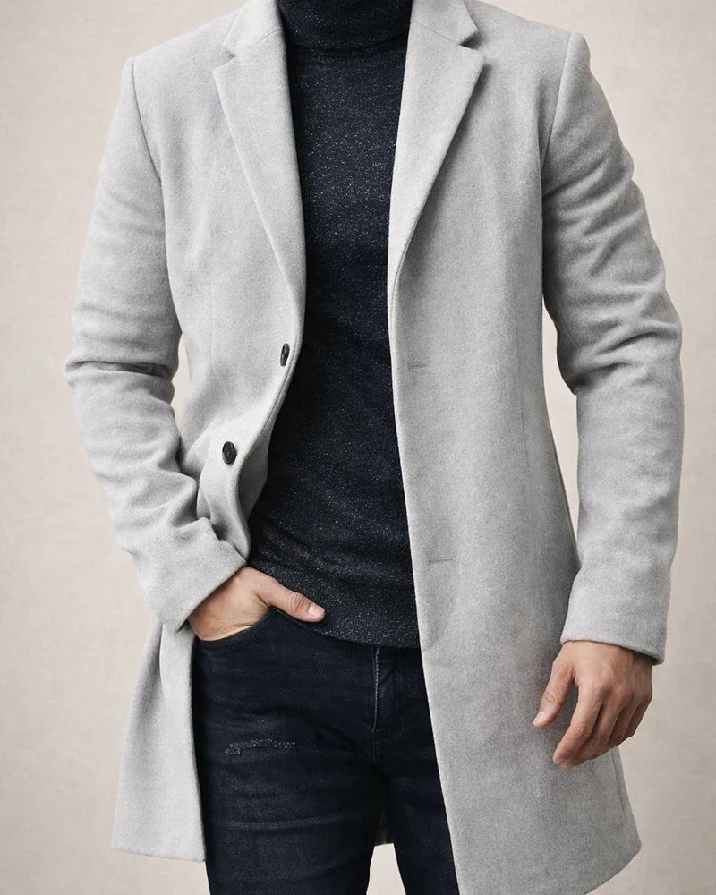 Single-breasted Solid Color Lapel Men's Coat | JRSEE:fbb5ff31-ec84-4edf-8413-47da598b3ebe