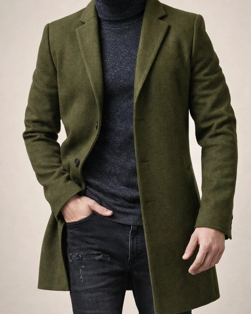 Single-breasted Solid Color Lapel Men's Coat | JRSEE:65233fae-9ee6-4da7-8a42-a5112aeb2791