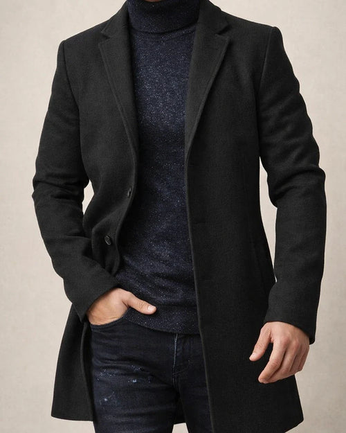 Single-breasted Solid Color Lapel Men's Coat | JRSEE:20746a55-7002-4448-9470-5d947a9bc9ec