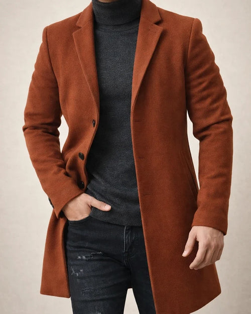 Single-breasted Solid Color Lapel Men's Coat | JRSEE:36503a31-4e88-4dd6-8a39-35f537b91688