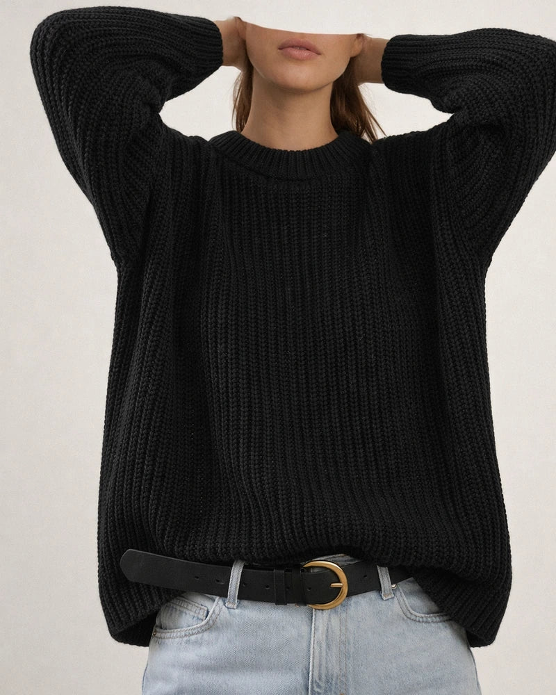 Solid Color Casual Loose Long Sleeve Round Neck Knitting Sweater | JRSEE:886a5dde-ba0c-4387-b5e6-fd837c864489