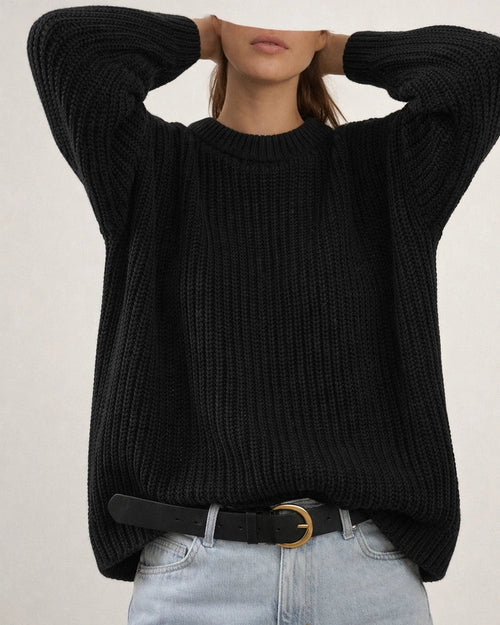 Solid Color Casual Loose Long Sleeve Round Neck Knitting Sweater | JRSEE:886a5dde-ba0c-4387-b5e6-fd837c864489