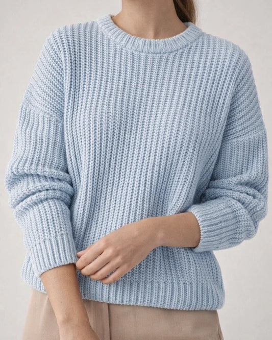 Solid Color Casual Loose Long Sleeve Round Neck Knitting Sweater | JRSEE:531e3628-ea3b-4417-b0c8-b78c8b689b83