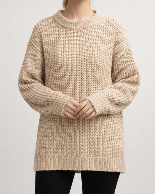 Solid Color Casual Loose Long Sleeve Round Neck Knitting Sweater | JRSEE:1f48a2f5-19df-40a6-a618-e3924dafa737