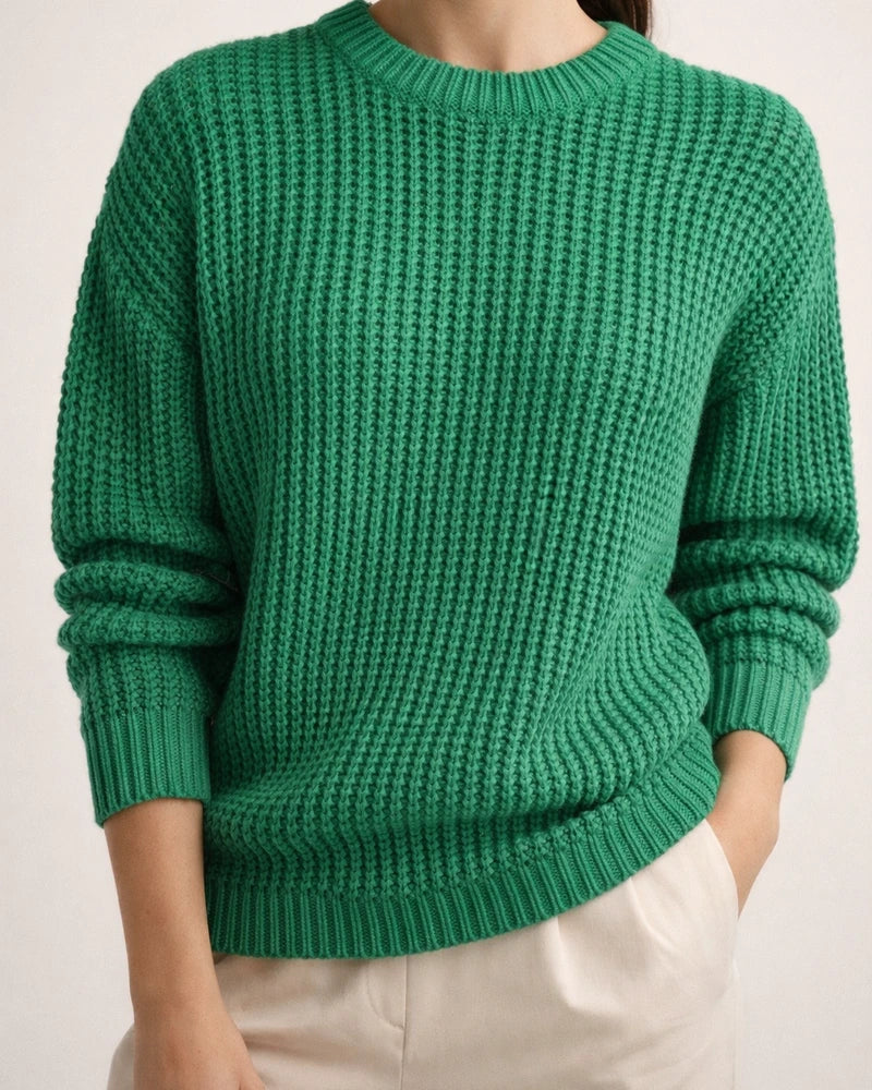 Solid Color Casual Loose Long Sleeve Round Neck Knitting Sweater | JRSEE:bcdd9248-9c41-464b-b9c1-5c9fd80ee2d0