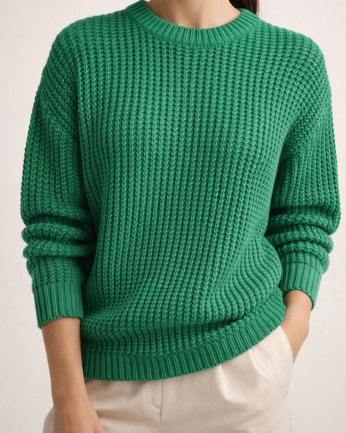 Solid Color Casual Loose Long Sleeve Round Neck Knitting Sweater | JRSEE:bcdd9248-9c41-464b-b9c1-5c9fd80ee2d0