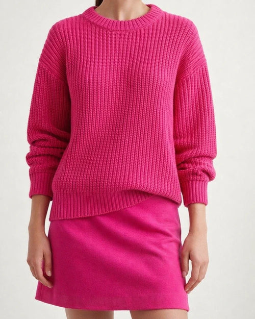 Solid Color Casual Loose Long Sleeve Round Neck Knitting Sweater | JRSEE:86d3ed2c-ac5c-4b77-810e-730b1fda75d7