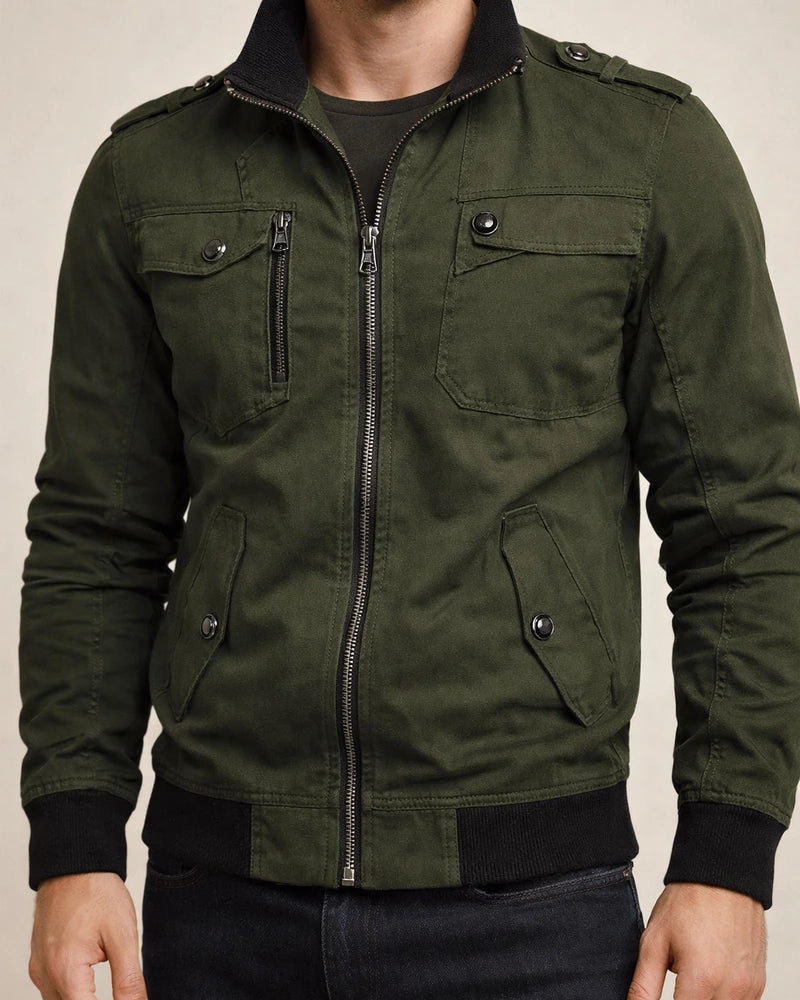 Solid Color Casual Stand Collar Men's Jacket Cotton Coat | JRSEE:fcce783c-85b7-4452-ac14-7e70d5440c59