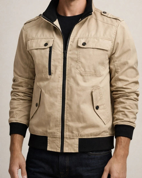 Solid Color Casual Stand Collar Men's Jacket Cotton Coat | JRSEE:af195a28-b26f-42c3-aa26-974510723b9b