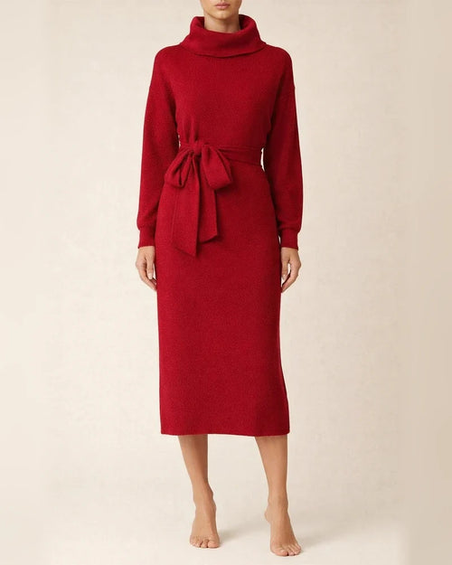 Solid color long sleeved knit turtleneck dress | JRSEE:37c639a7-e73b-49aa-9d20-deae977646a1