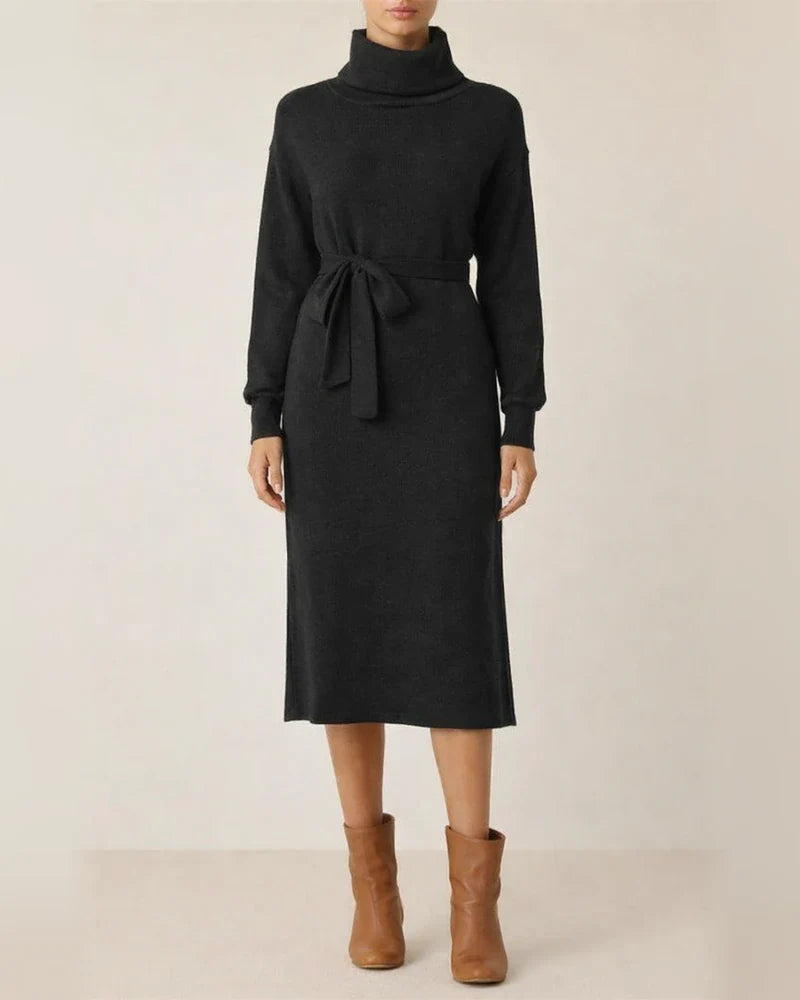 Solid color long sleeved knit turtleneck dress | JRSEE:6602b384-b7c6-4b45-82bc-9849de799e04