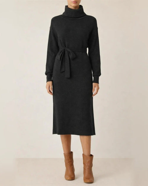 Solid color long sleeved knit turtleneck dress | JRSEE:6602b384-b7c6-4b45-82bc-9849de799e04