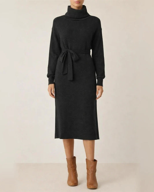 Solid color long sleeved knit turtleneck dress | JRSEE:6602b384-b7c6-4b45-82bc-9849de799e04