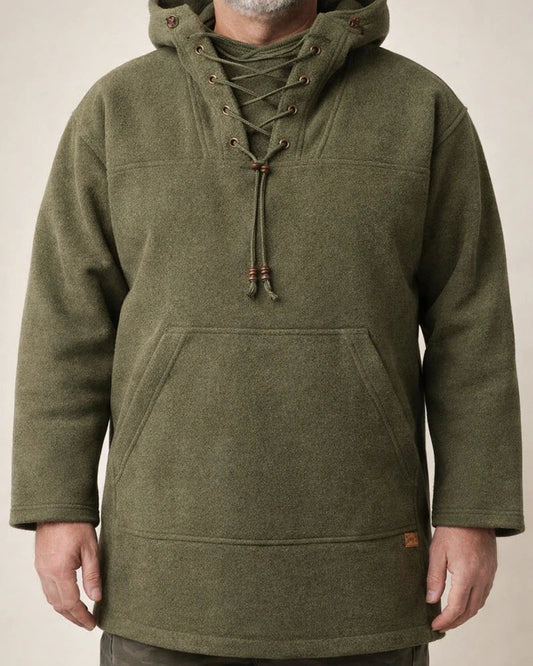 Solid Color Men's Winter Medium-length Casual Tweed Material Loose Type Pullover Hooded Sweater Men Tide Tops | JRSEE:134f4427-6554-4829-83db-68ffd9d2406e