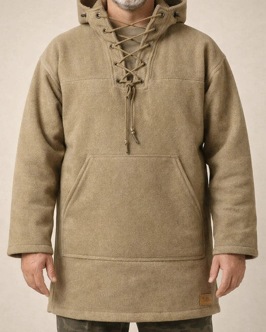 Solid Color Men's Winter Medium-length Casual Tweed Material Loose Type Pullover Hooded Sweater Men Tide Tops | JRSEE:99fe923c-a507-49ad-b17e-610509d303d1