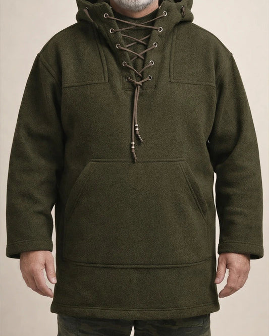 Solid Color Men's Winter Medium-length Casual Tweed Material Loose Type Pullover Hooded Sweater Men Tide Tops | JRSEE:ed1b925e-3c60-43be-a12f-5c2283736927