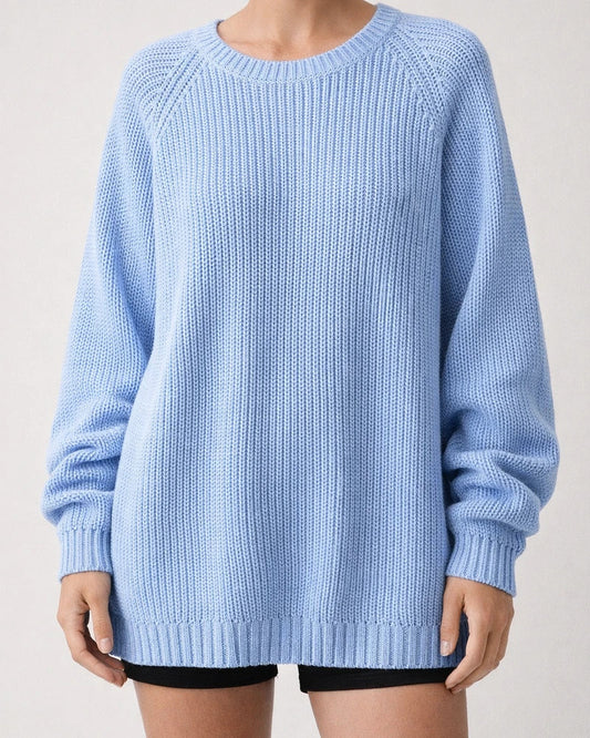 Solid Color Round Neck Loose Plus Size Sweater | JRSEE:fa021261-1060-4fb8-b1af-f9e3675bd43e