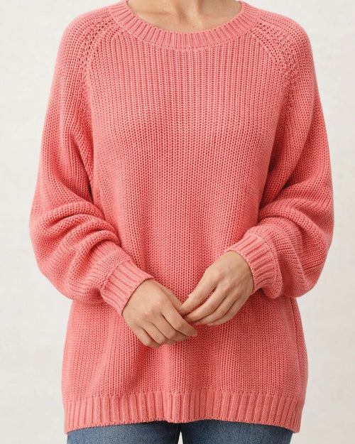 Solid Color Round Neck Loose Plus Size Sweater | JRSEE:0f0db477-6679-4f28-9a74-bb46499de935