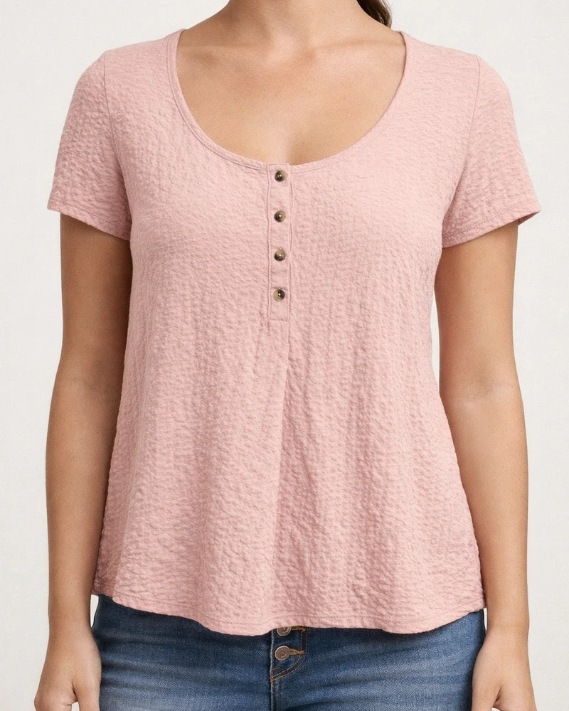 Solid Color Short-sleeved Round Neck Shirt Cotton Linen Shirt Women's White Black Pink Gray Blue | JRSEE:ac960bc6-2663-4b40-babf-a2de2ebac236