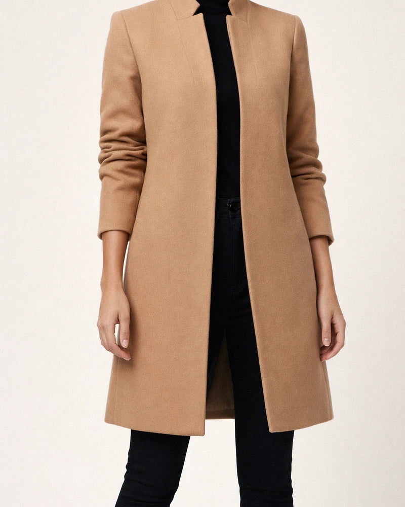 Solid Color Stand-Up Collar Pocket Coat | JRSEE:cef4ccbe-0097-45ef-9d80-1478159a091b