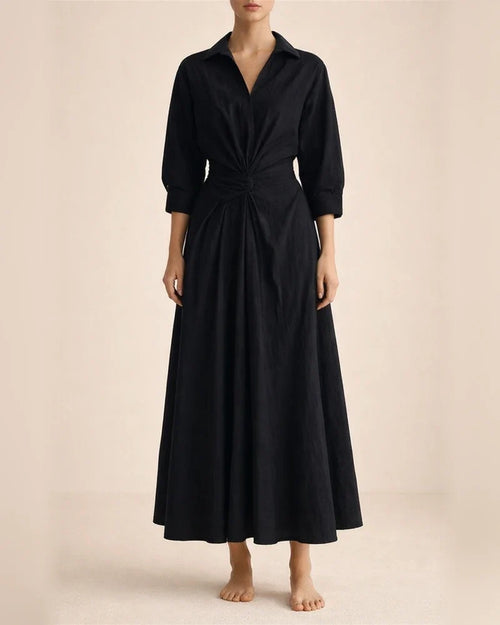 Solid Women's Vintage Lapel Shirt Long Sleeve Big Hem Cotton Linen Black Dresses | JRSEE:3e6501f2-215b-4369-bfcd-b47a39f7fb8c