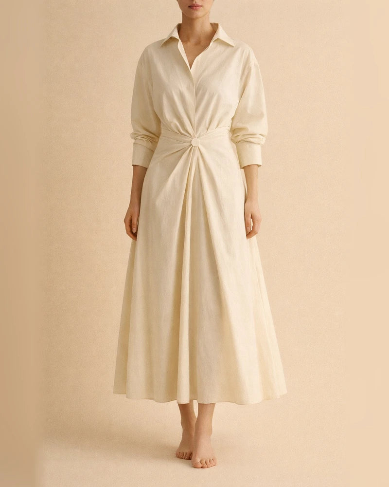 Solid Women's Vintage Lapel Shirt Long Sleeve Big Hem Cotton Linen Black Dresses | JRSEE:703852e4-259b-4b1e-8331-22c497f03343