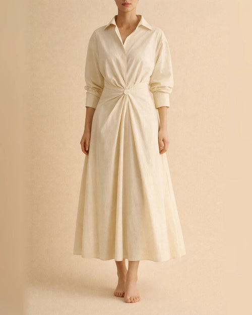 Solid Women's Vintage Lapel Shirt Long Sleeve Big Hem Cotton Linen Black Dresses | JRSEE:703852e4-259b-4b1e-8331-22c497f03343