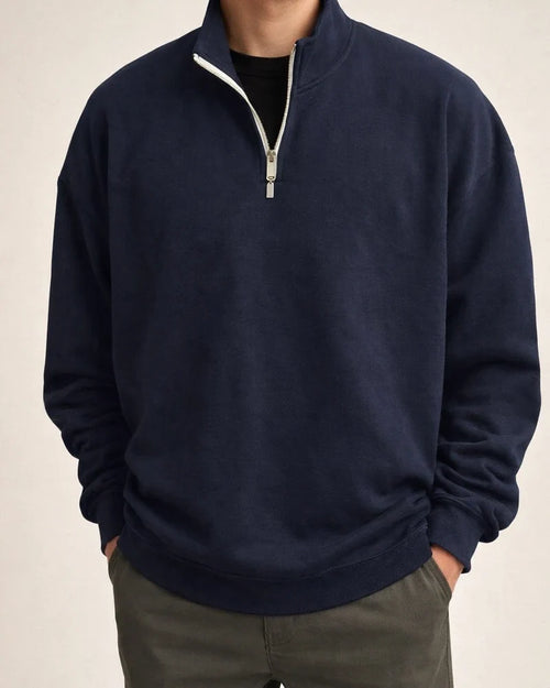 Sports Padded Pullover Loose Solid Color Sweatshirt Green Retro Sweatshirt Men's Zipper Standing Collar Hoodless Jacket | JRSEE:c2570b70-53db-4561-8ce4-ae3a68ed71db