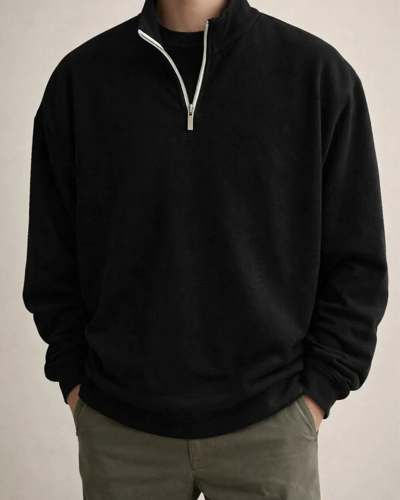 Sports Padded Pullover Loose Solid Color Sweatshirt Green Retro Sweatshirt Men's Zipper Standing Collar Hoodless Jacket | JRSEE:98eddaad-4ff1-44ed-b0ca-4530c7ee4940