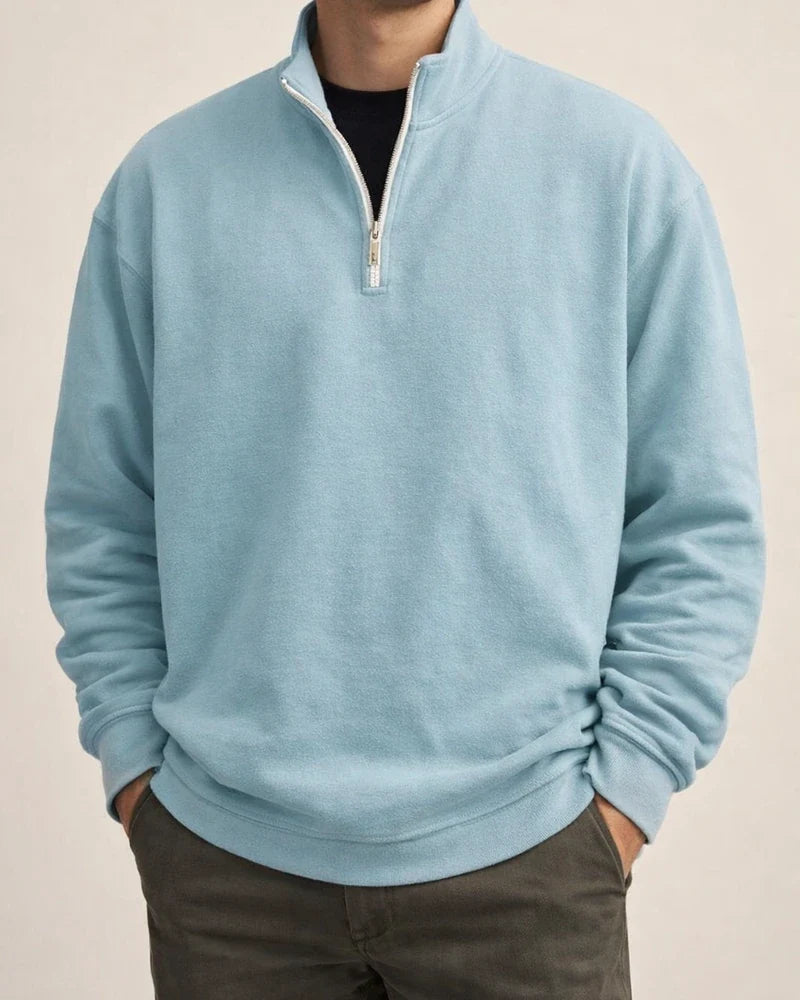 Sports Padded Pullover Loose Solid Color Sweatshirt Green Retro Sweatshirt Men's Zipper Standing Collar Hoodless Jacket | JRSEE:1eccd515-8169-4180-a7cd-c6dc23782125