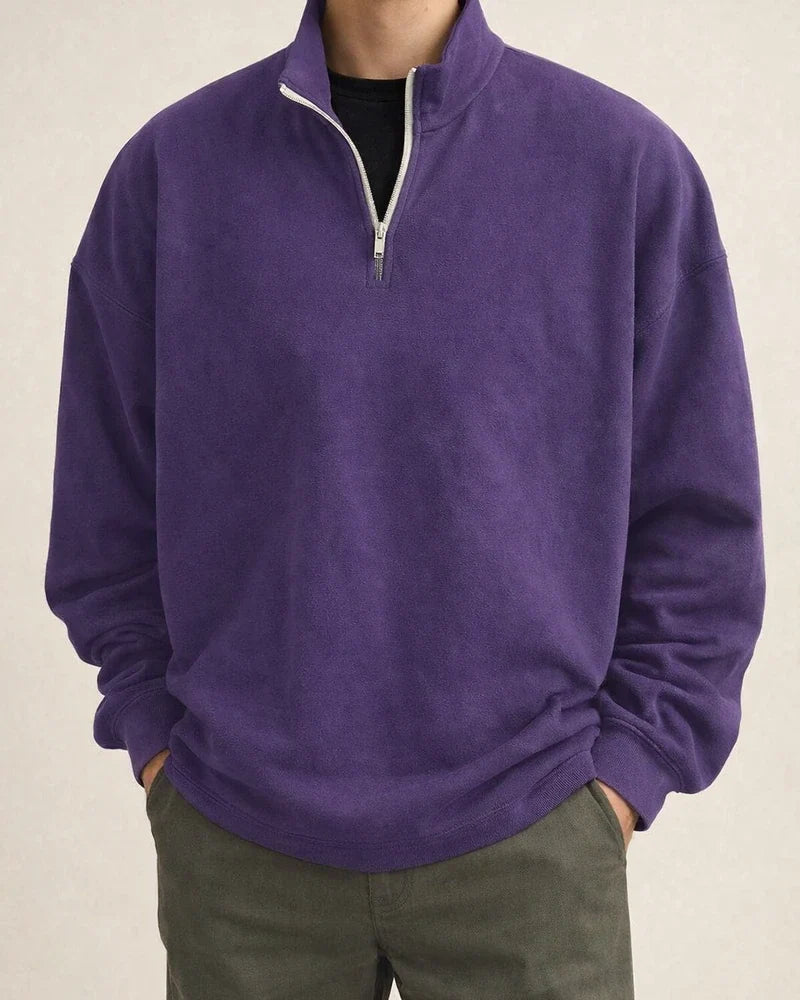 Sports Padded Pullover Loose Solid Color Sweatshirt Green Retro Sweatshirt Men's Zipper Standing Collar Hoodless Jacket | JRSEE:32f8b7c5-2aae-4065-aeb2-faf853210b88