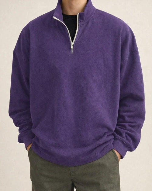 Sports Padded Pullover Loose Solid Color Sweatshirt Green Retro Sweatshirt Men's Zipper Standing Collar Hoodless Jacket | JRSEE:32f8b7c5-2aae-4065-aeb2-faf853210b88
