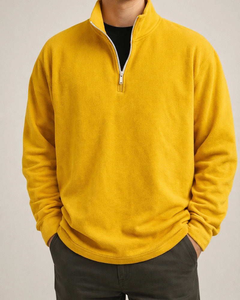 Sports Padded Pullover Loose Solid Color Sweatshirt Green Retro Sweatshirt Men's Zipper Standing Collar Hoodless Jacket | JRSEE:0f98975b-693c-4741-a681-0bb9f85352c3