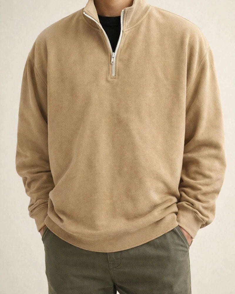 Sports Padded Pullover Loose Solid Color Sweatshirt Green Retro Sweatshirt Men's Zipper Standing Collar Hoodless Jacket | JRSEE:da0a58df-7d7f-4630-8a16-cd0323bd0607