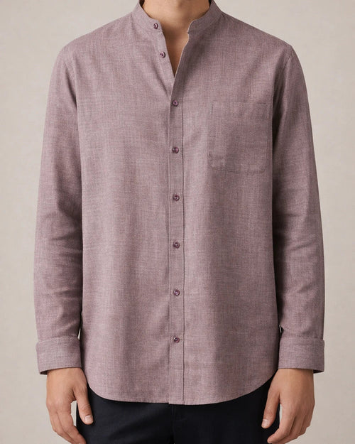 Spring and Autumn New Stand-up Collar Long-sleeved Men's Shirt Men's Solid Color Cotton Linen Men's Tops Men's Clothing | JRSEE:b50d8627-5dd9-44aa-bf58-982df17fe759