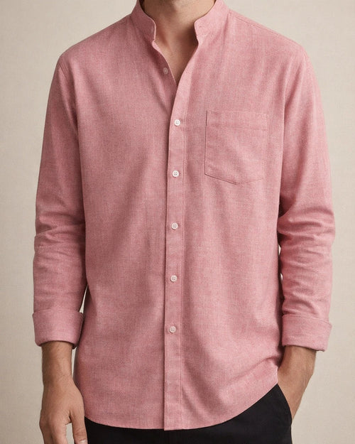 Spring and Autumn New Stand-up Collar Long-sleeved Men's Shirt Men's Solid Color Cotton Linen Men's Tops Men's Clothing | JRSEE:4444dfd1-373e-4b6c-90cd-89a835b9e7ce