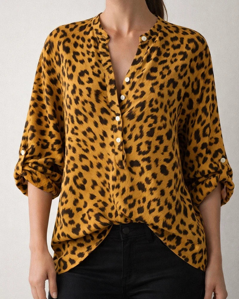 Spring and Autumn Printing Women's Blouses Long-sleeved Leopard V Collar Single-breasted Cardigan Loose Commuter Shirt Women | JRSEE:150f56fb-f0f0-42f0-afca-cacb5ebd3f55