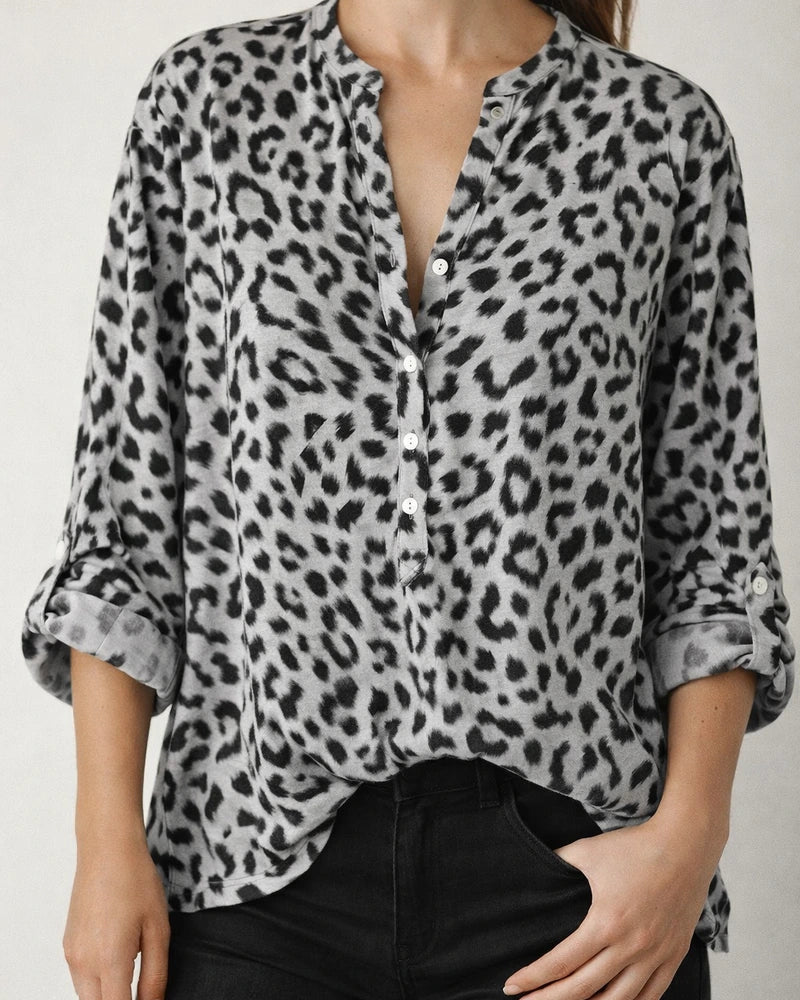 Spring and Autumn Printing Women's Blouses Long-sleeved Leopard V Collar Single-breasted Cardigan Loose Commuter Shirt Women | JRSEE:49a904e8-65b3-4480-a86b-b3ac459f8ebb