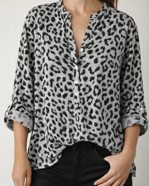 Spring and Autumn Printing Women's Blouses Long-sleeved Leopard V Collar Single-breasted Cardigan Loose Commuter Shirt Women | JRSEE:49a904e8-65b3-4480-a86b-b3ac459f8ebb