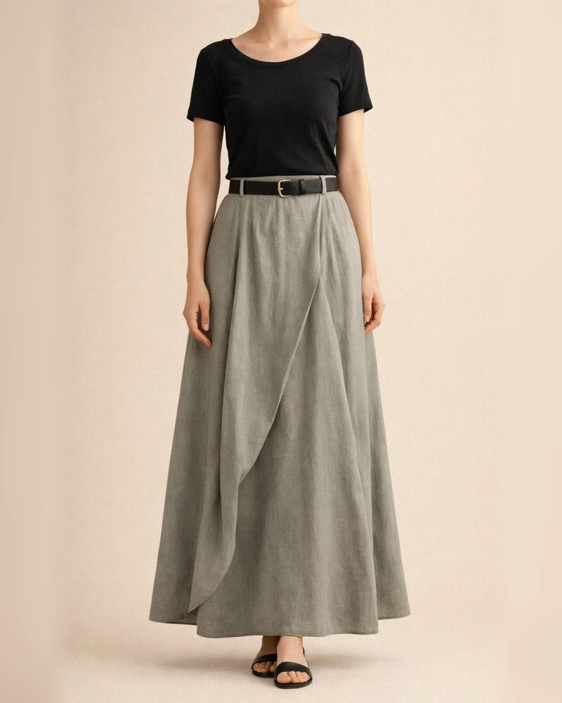 Spring and Autumn Solid Cotton Bust A-word Long Skirt Linen | JRSEE:9db558bf-bd5d-4dc9-8919-6810936ee85a