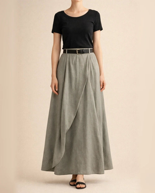 Spring and Autumn Solid Cotton Bust A-word Long Skirt Linen | JRSEE:9db558bf-bd5d-4dc9-8919-6810936ee85a