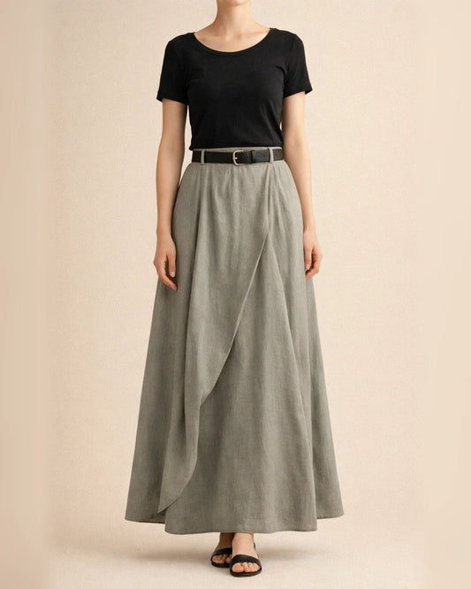 Spring and Autumn Solid Cotton Bust A-word Long Skirt Linen | JRSEE:9db558bf-bd5d-4dc9-8919-6810936ee85a