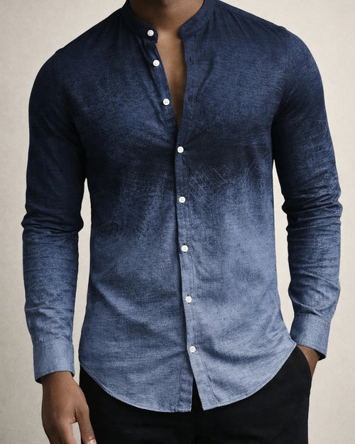Spring and Fall Gradient Men's Casual Long-sleeved Collar Shirt | JRSEE:1677cf6d-497d-466a-b1d0-969e4ae5cc1c